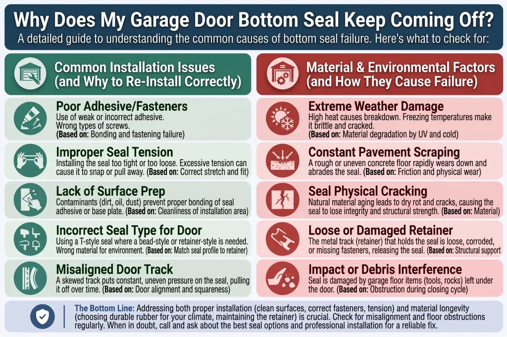 Why Does My Garage Door Bottom Seal Keep Coming Off?